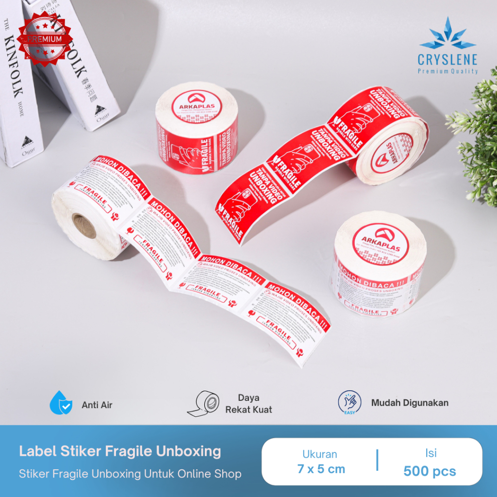 

CRYSLENE Stiker Wajib Unboxing Fragile Isi 500pcs