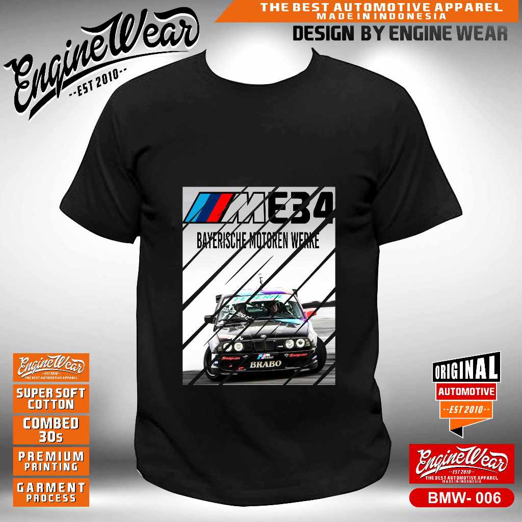 kaos BMW e34 e30 e36 e38 e46 e90 seri 7 tshirt bimmer m3 kaos otomotif mobil automotive baju balap s
