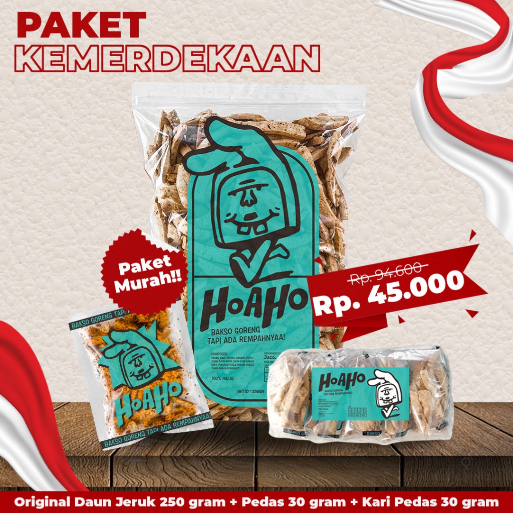 

HOAHO Basreng Bundling Promo Kemerdekaan - Original 250g + Pedas 30g + Kari Pedas 30g