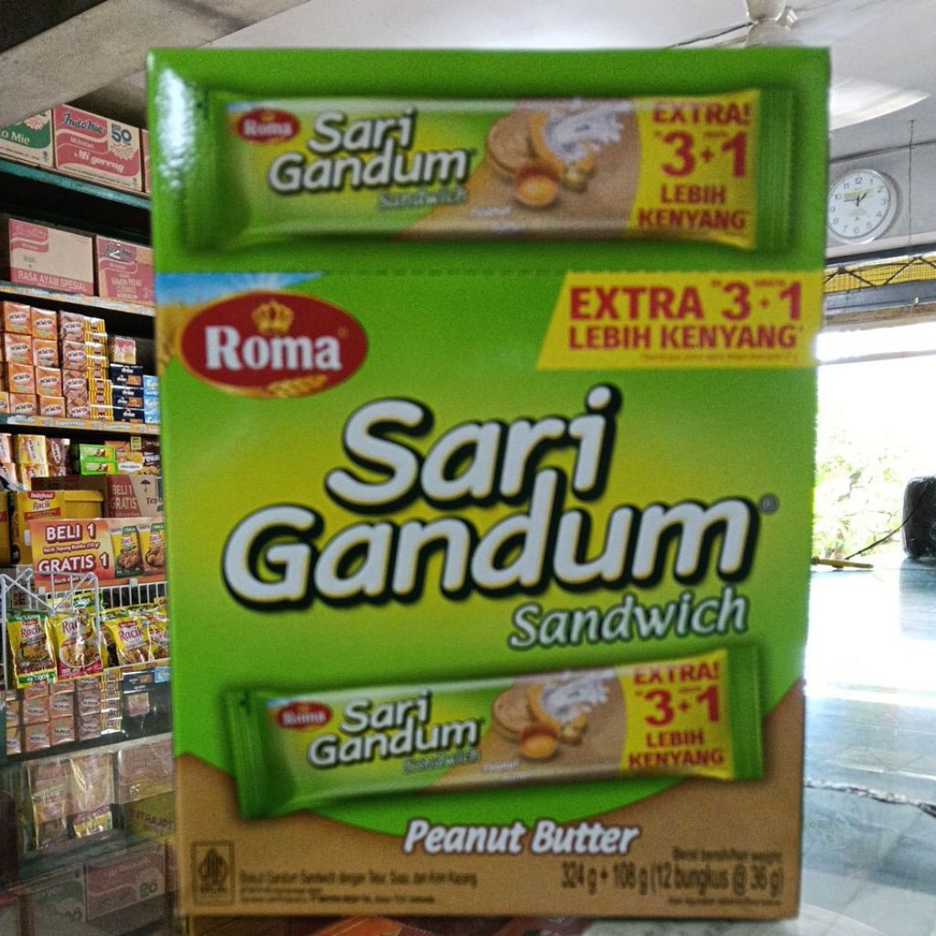 

Roma Sari Gandum Sandwich coklat dan kacang 432gr (12 bungkus @36gr) ED Juli 26