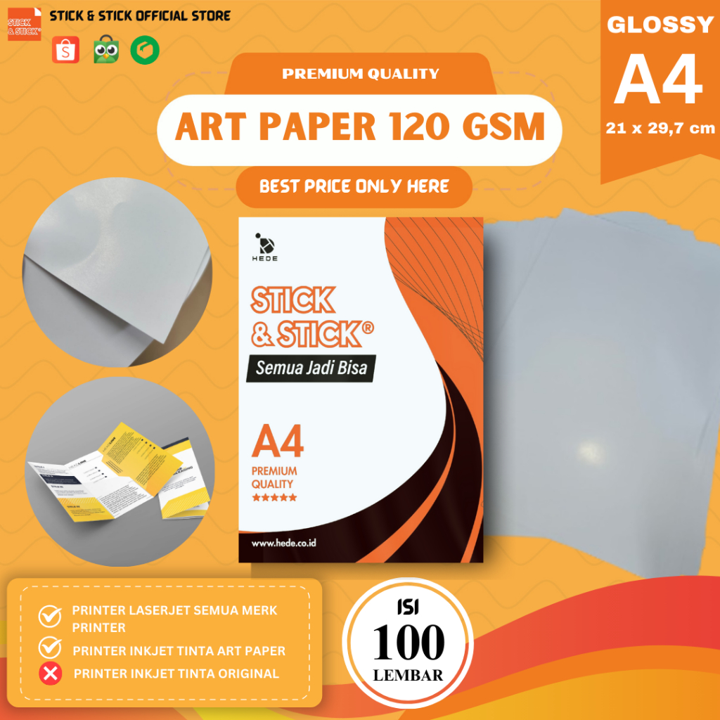 

Art Paper 120 gsm A4 isi 100 Lbr / Kertas Brosur Glossy, Kalender, Sampul, Majalah Premium Quality