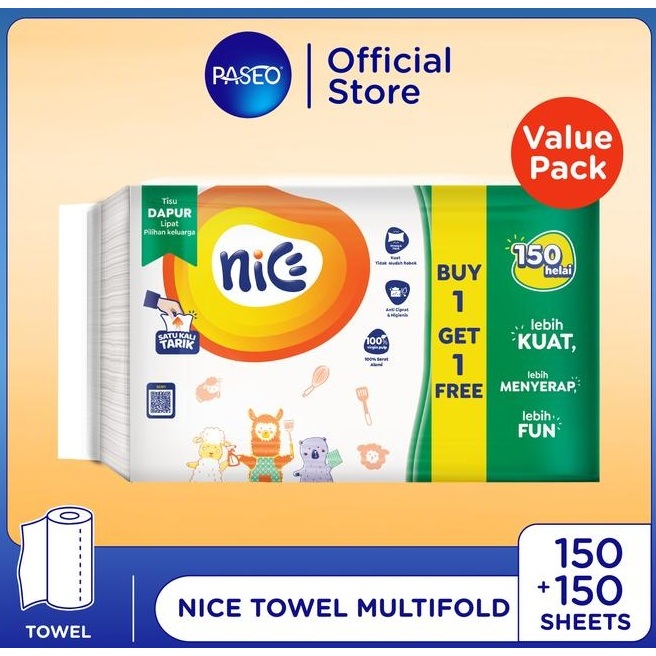 (BUY 1 GET 1) Nice Tissu Multipurpose Towel 150 Sheet / Nice Towel Dapur