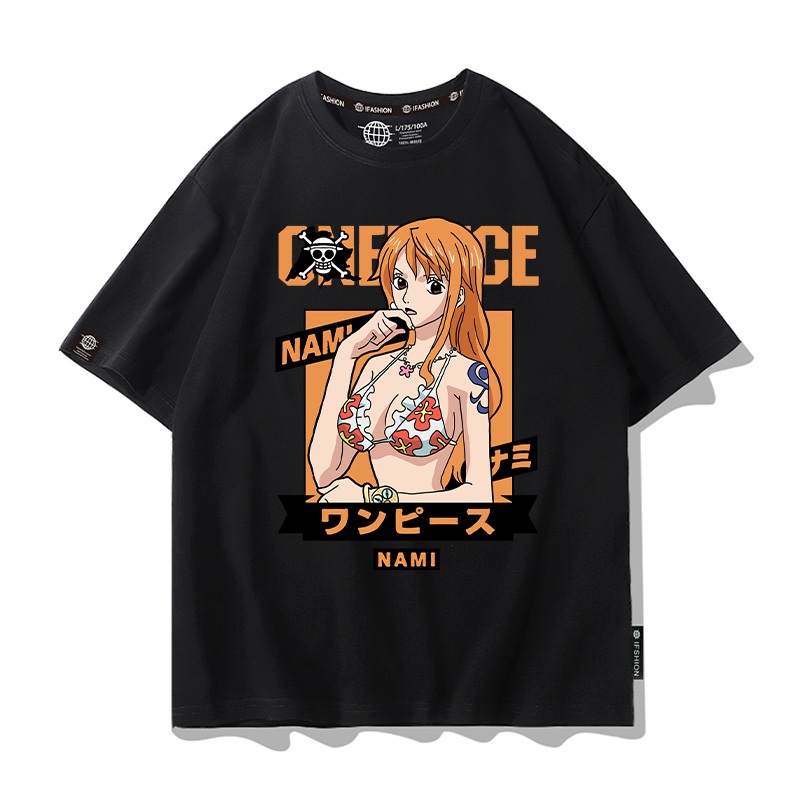 COD Kaos Unisex 100% Katun Desain One Piece Nami Oversize Modis Nyaman