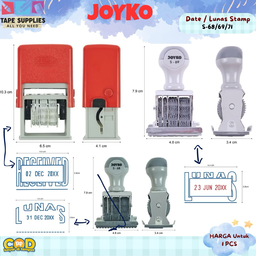 

Joyko Date Stamp / Stempel Tanggal Lunas S-68 S-69 S-71 – Stempel Otomatis Kantor