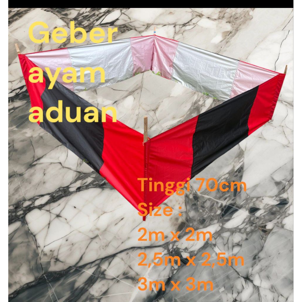 Geber ayam aduan geber kain persegi 2 meter, 2.5 meter dan 3 meter kain parasit anti air
