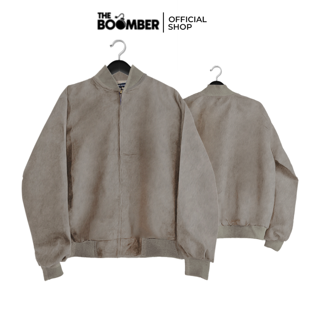 THE BOMBER - ALFRE JACKET GREY Jaket Bomber Wanita Pria Unisex Leather Suede Abu-Abu