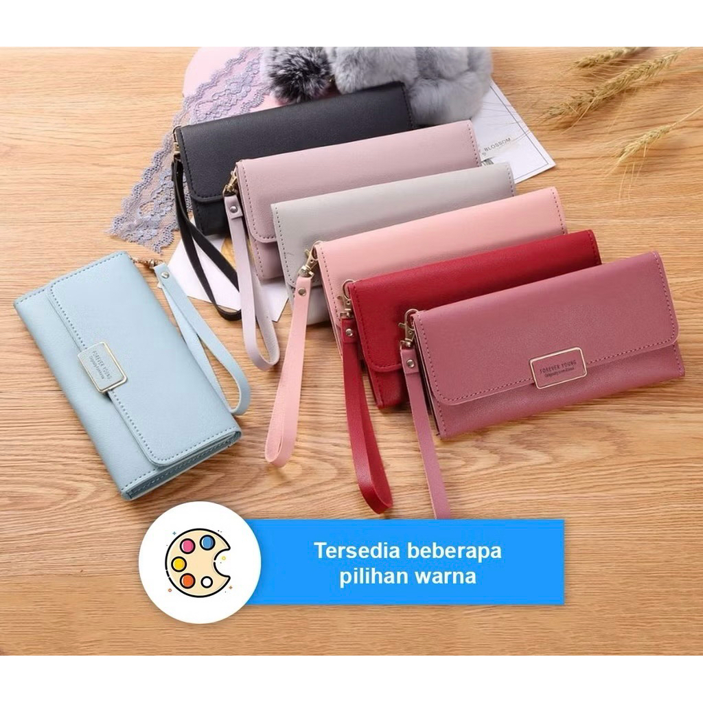 Dompet panjang wanita AK 106 dompet wanita panjang dengan tali pendek import