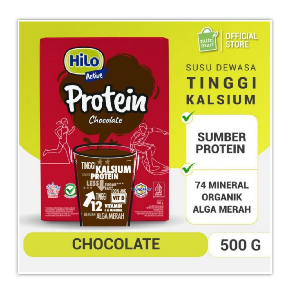 Hilo Active Chocolate 500 gr Susu Protein Dewasa Tinggi Kalsium