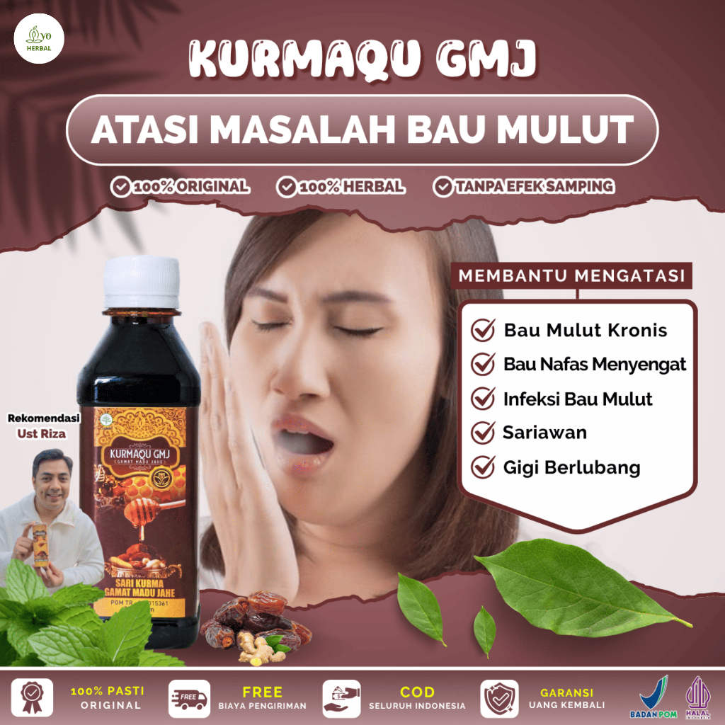 Kurmaqu GMJ Untuk Bau Mulut, Penghilang Bau Mulut, Menahun, Bau Nafas Menyengat, Infeksi Bau Mulut d