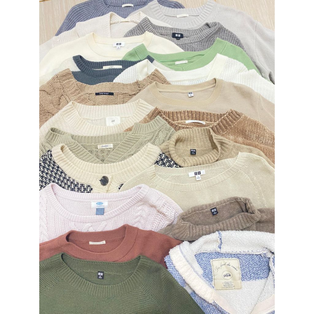 KATALOG 1 - KNITWEAR SWEATER CARDIGAN PREMIUM BRANDED MURAH (UNIQLO, H&M, One way, Global Work, GU g