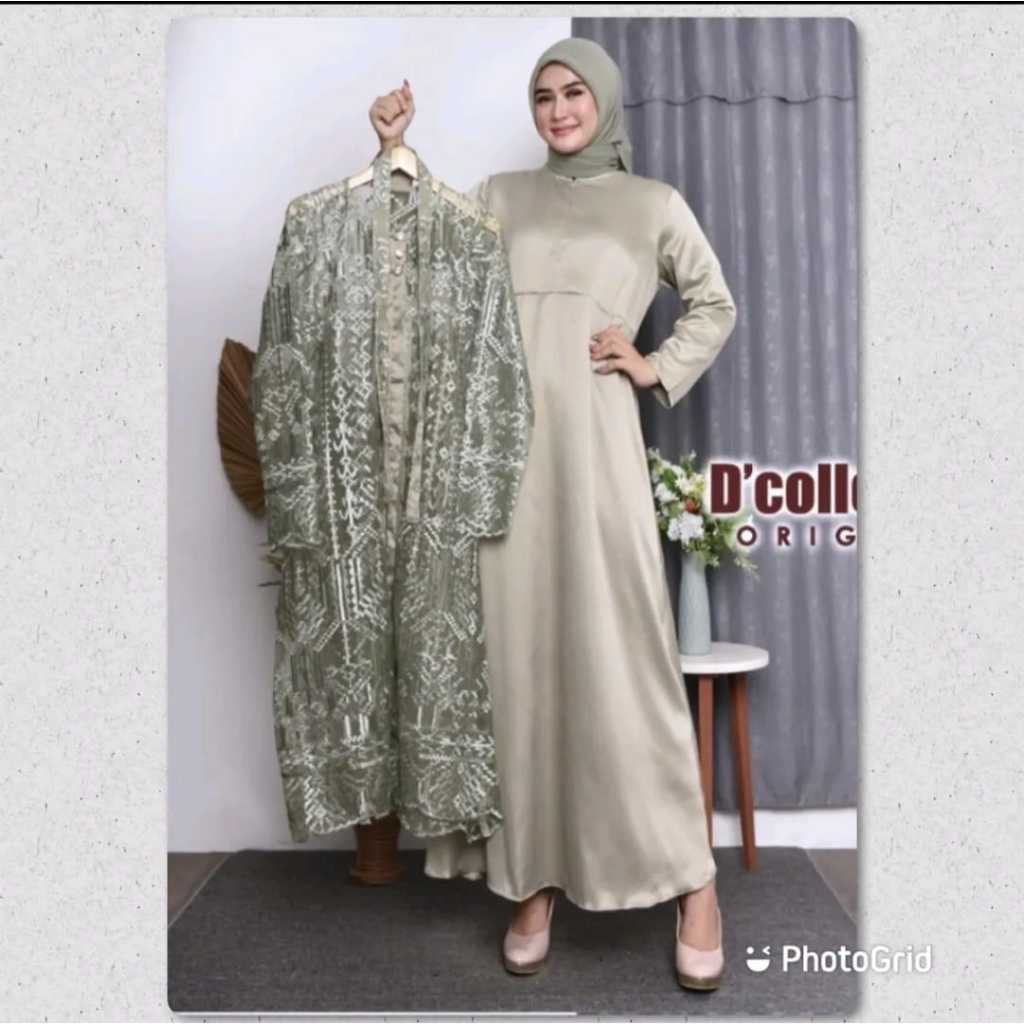 Gamis Pesta Mewah Brukat Tile Lepas Pasang Jumbo