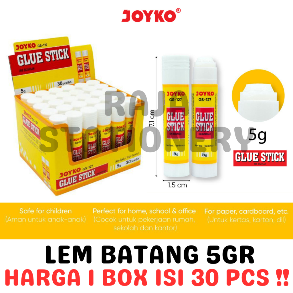 

JOYKO GLUE STICK 5g MINI LEM BATANG LEM STIK JOYKO KERTAS KECIL 5 GRAM GS-127 BOX [30PCS] - RAJA BIG BOX