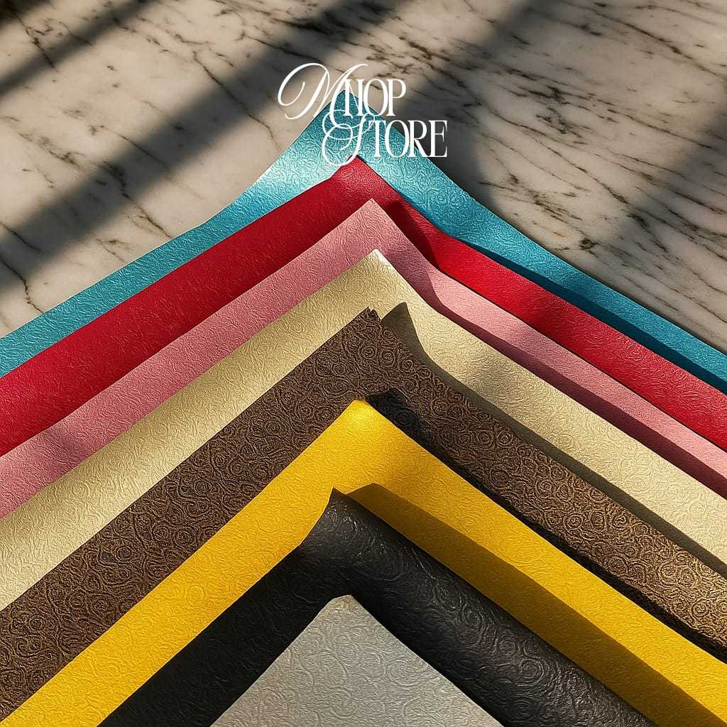 

MIN 10 LBR KERTAS KADO FANCY/KERTAS KADO POLOS/EMMBOSED PAPER/COVER BOX MOTIF AKAR