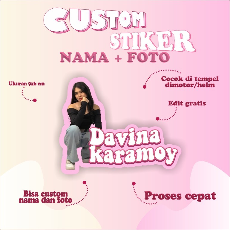 

STIKER CUSTOM NAMA DAN FOTO FREE DESAIN WATERPROOF | STIKER FOTO & NAMA