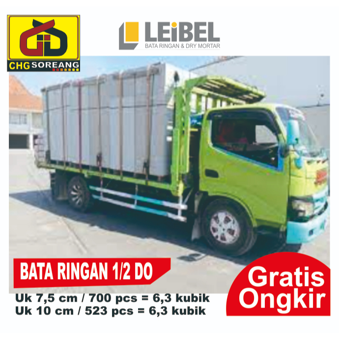 Bata Ringan Leibel GRATIS ONGKIR Harga Per Setengah 1/2 DO (Isi 6,3 Kubik)