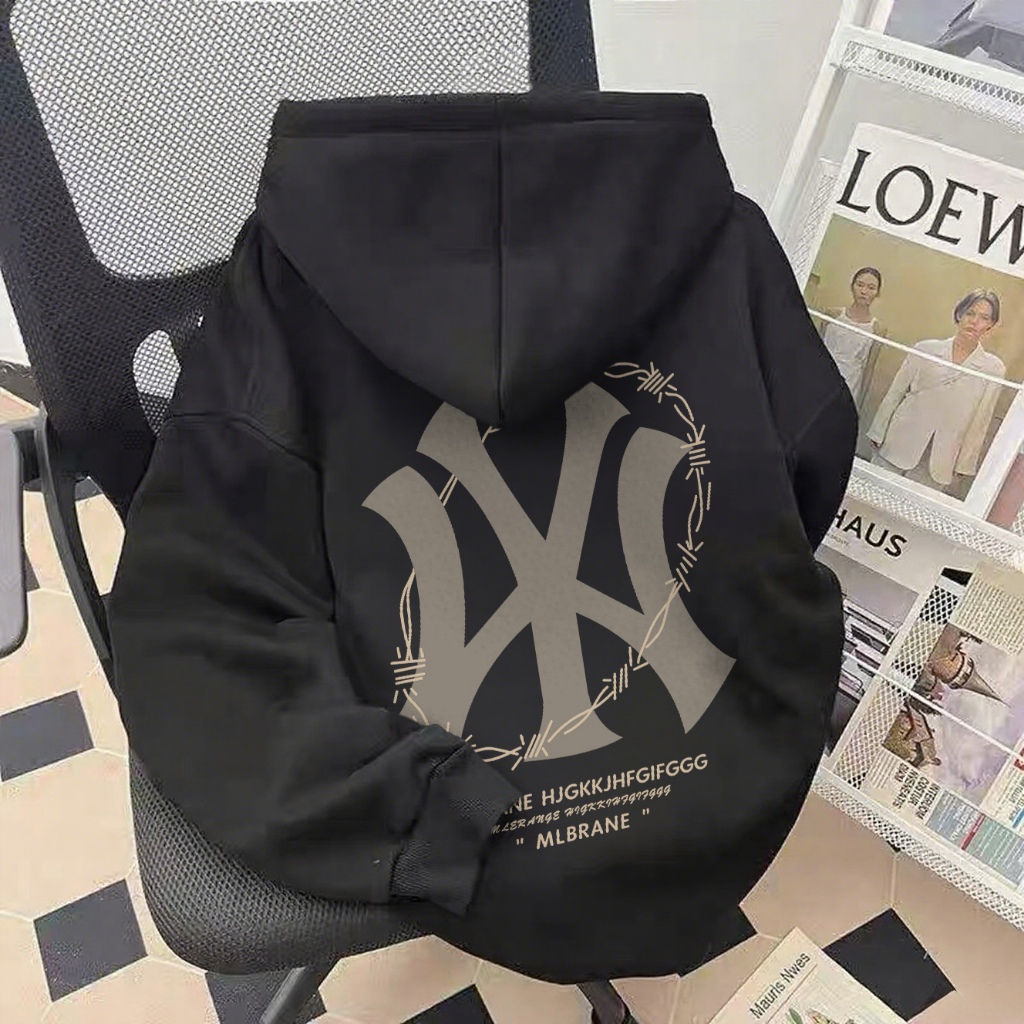 Disneay Hoodie Pria | Korean Style Hoodie Pria Original 100% Bahan Tebal Keren MLB Print Hitam Hoodi