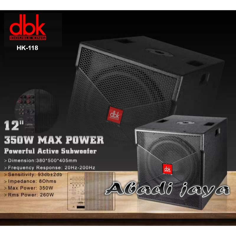 subwoofer aktif dbk hk118 / hk 118 / SUBWOOFER AKTIF DBK HK118 / HK 118 12 inch 1 buah original