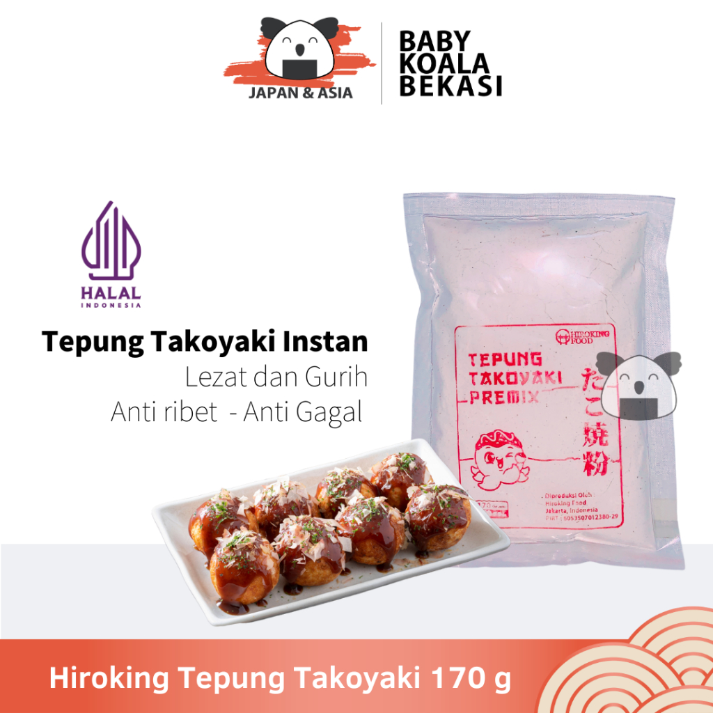 

HIROKING FOOD Tepung Takoyaki Premix 170 g Halal -BKB