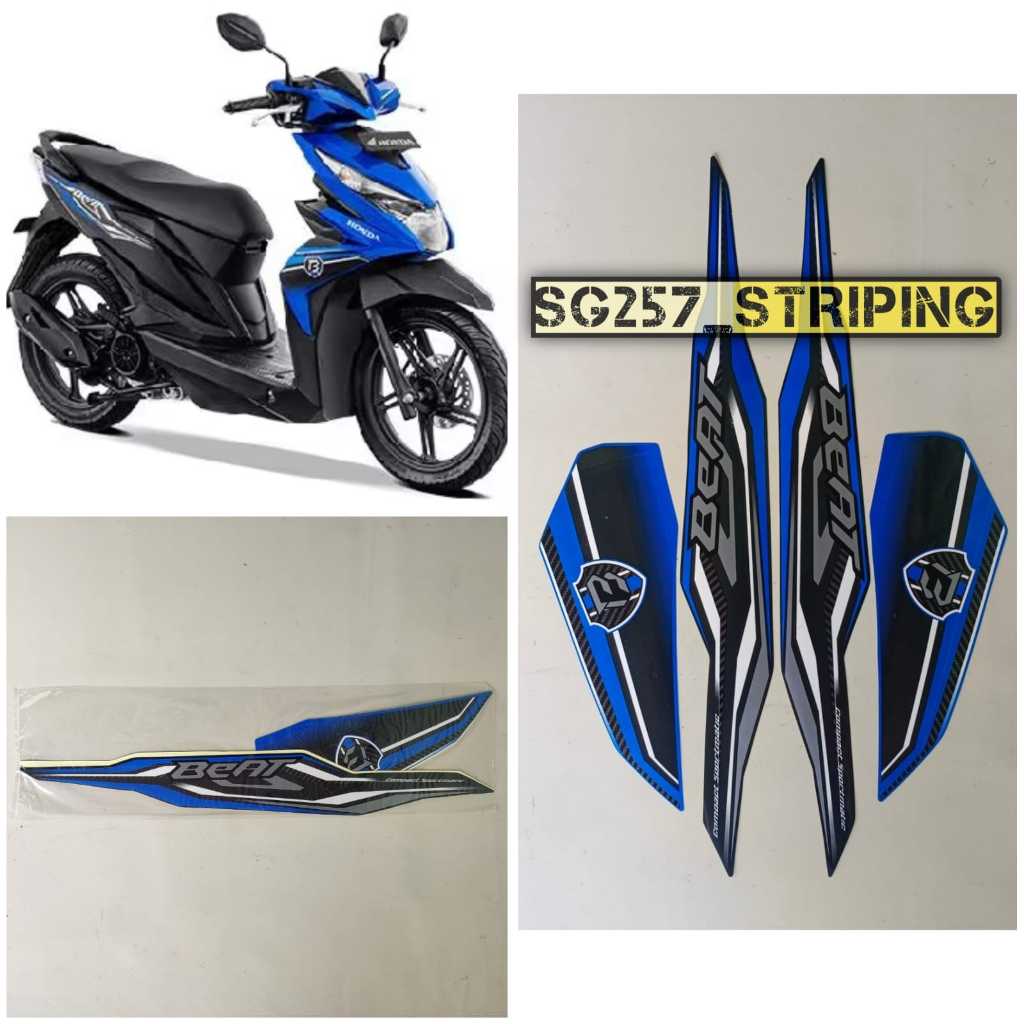 Striping Stiker Honda Beat Fi Esp 2019 Iss Hitam Biru Standar Berkualitas