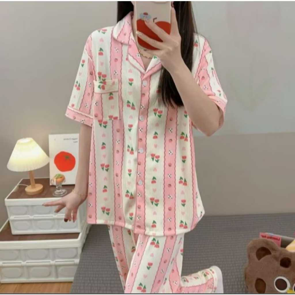 CPKCDW. 08 [BISA COD] GRA PIYAMA WANITA CP KANCING PREMIUM IMPORT BRAND LEISURE WEAR