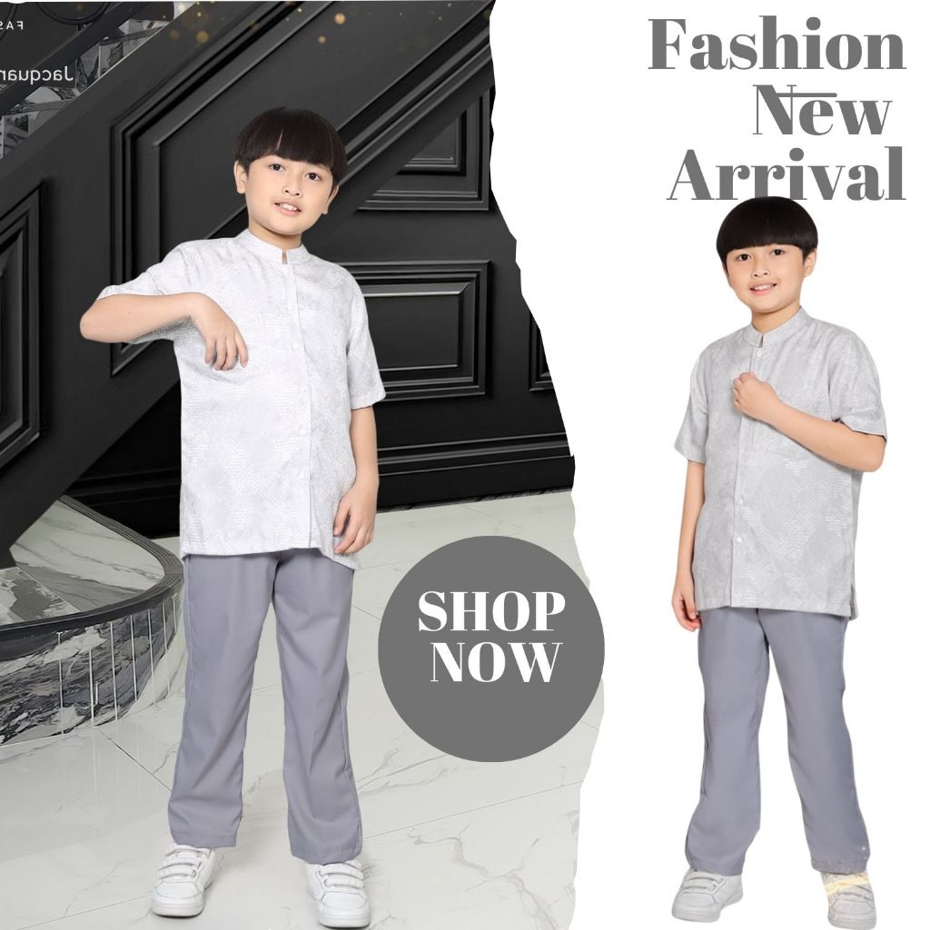 Stelan Koko Anak Set Atasan Celana Panjang ETHICA KAHFI KIDS 251  SILVER WHITE