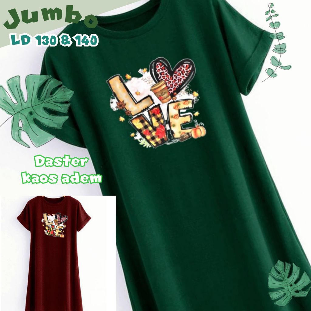 Baju Daster Kaos Jumbo XXXL XXXXL LD 130 dan LD 140 cm Dress Santai Pendek Wanita Big Size