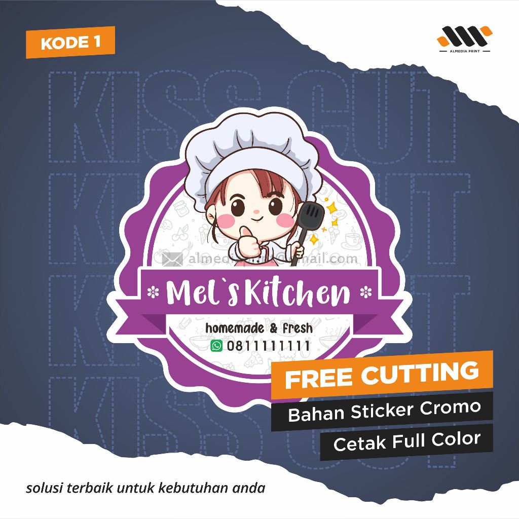 

(Isi 45-150 PCS) Cetak Stiker Cromo Vinyl Produk Kemasan Label Stiker Makanan Minuman (Free Cutting)