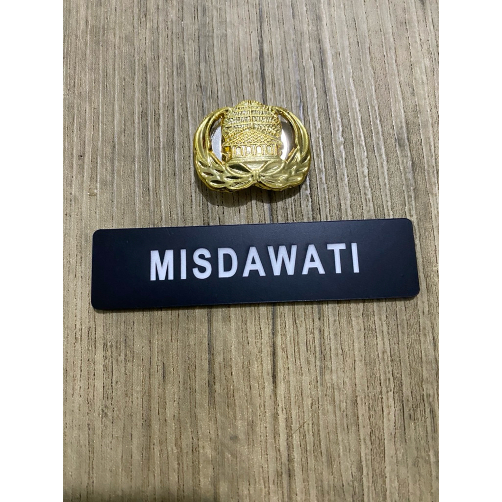 

(SEPASANG) Langsung JADI NAMA DADA GRAFIR HITAM DOFF + Pin korpri