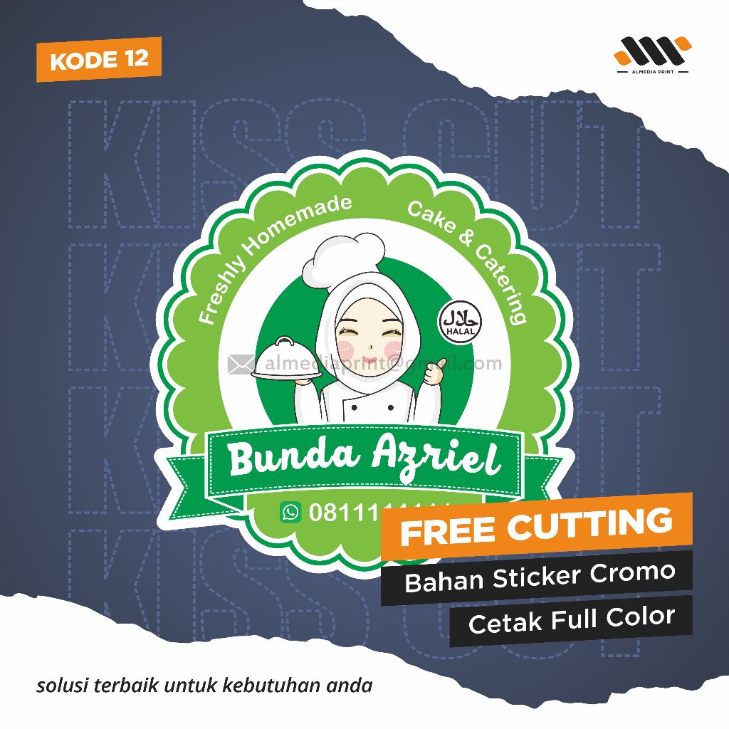 

(Isi 45-150 PCS) Cetak Stiker Cromo Vinyl Produk Kemasan Label Stiker Makanan Minuman (Free Cutting)