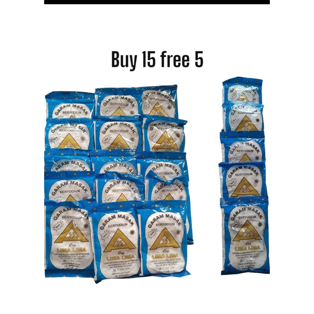 

beli 15 gratis 5 garam masak halus beryodium cap mutiara laut