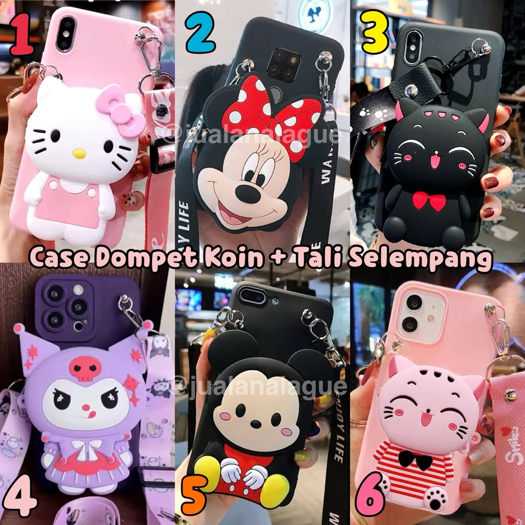 Case Dompet Koin dan Tali Selempang Samsung A01 A01 CORE A02 A6 2018 A520 A5 2017 A04E A04 M13 5G A0