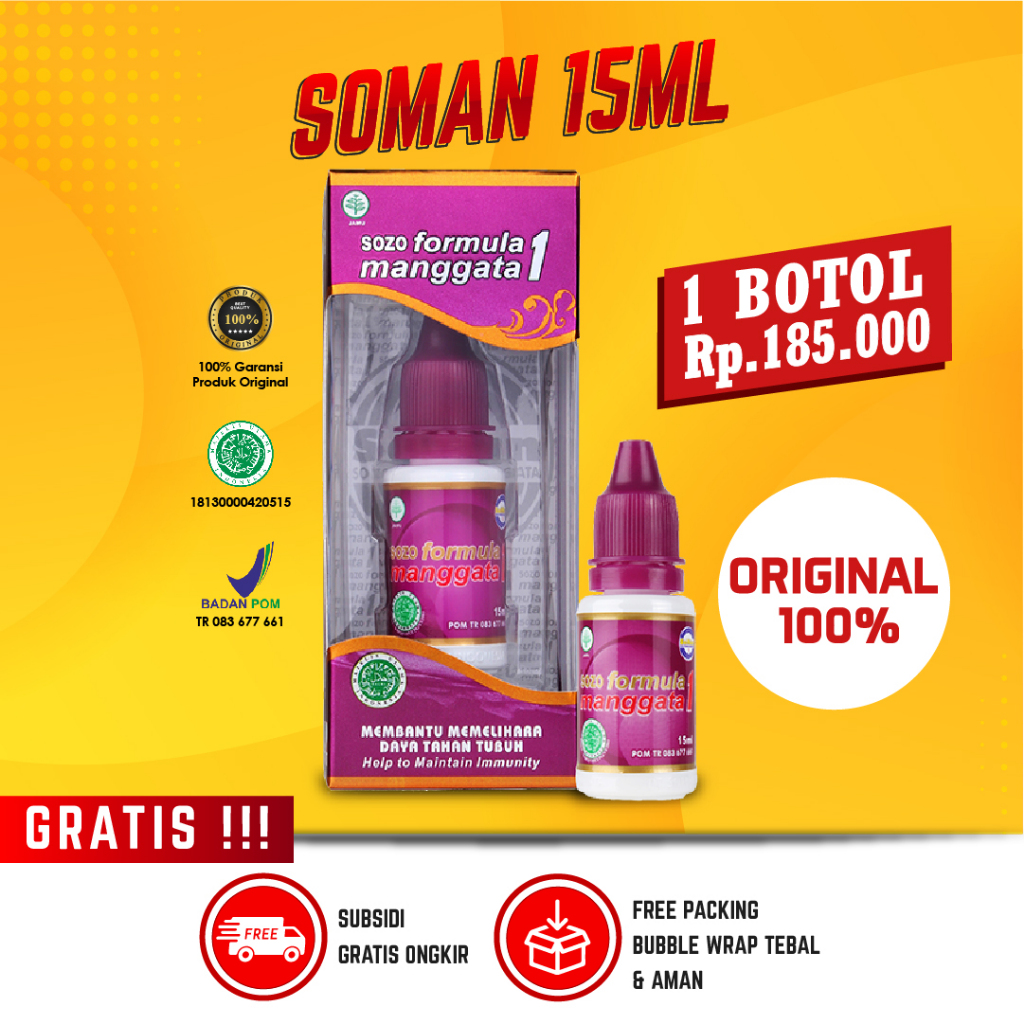 Jamu Tetes Sozo Formula Manggata 1 ( Soman 1 ) - British Propolis 100% Asli Herbal Alami Diabetes