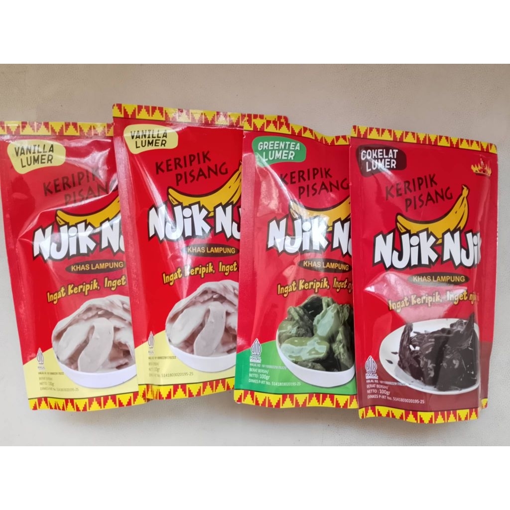 

Keripik Pisang/Keripik Sale Pisang/Njik-Njik Khas Lampung/Rasa Cokelat/Vanila Lumer/Greentea
