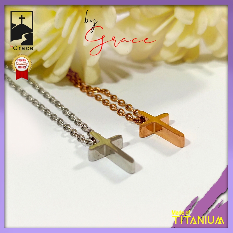 Kalung Salib Titanium Liontin Salib Aksesoris Rohani Kristen Kalung Salib Wanita