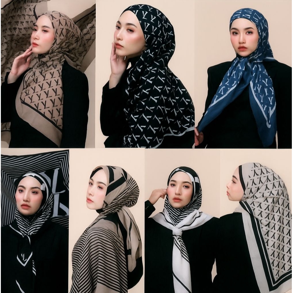 Hijab LY Monogram Pattern Screaf Terbaru