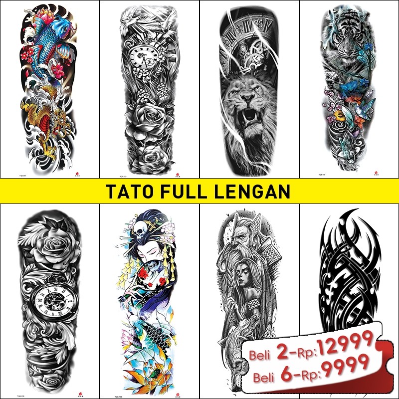 tato full lengan，tato tahan air，tato temporer tahan lama 15 hari tato temporer anti air /tato jus/ta