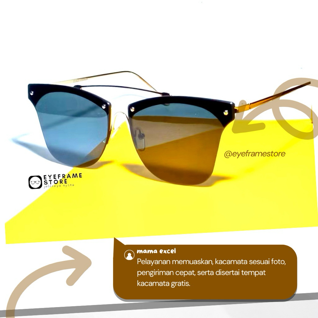 Kacamata Hitam Wanita Cat Eye | Frame Besi Elegan Fashionable