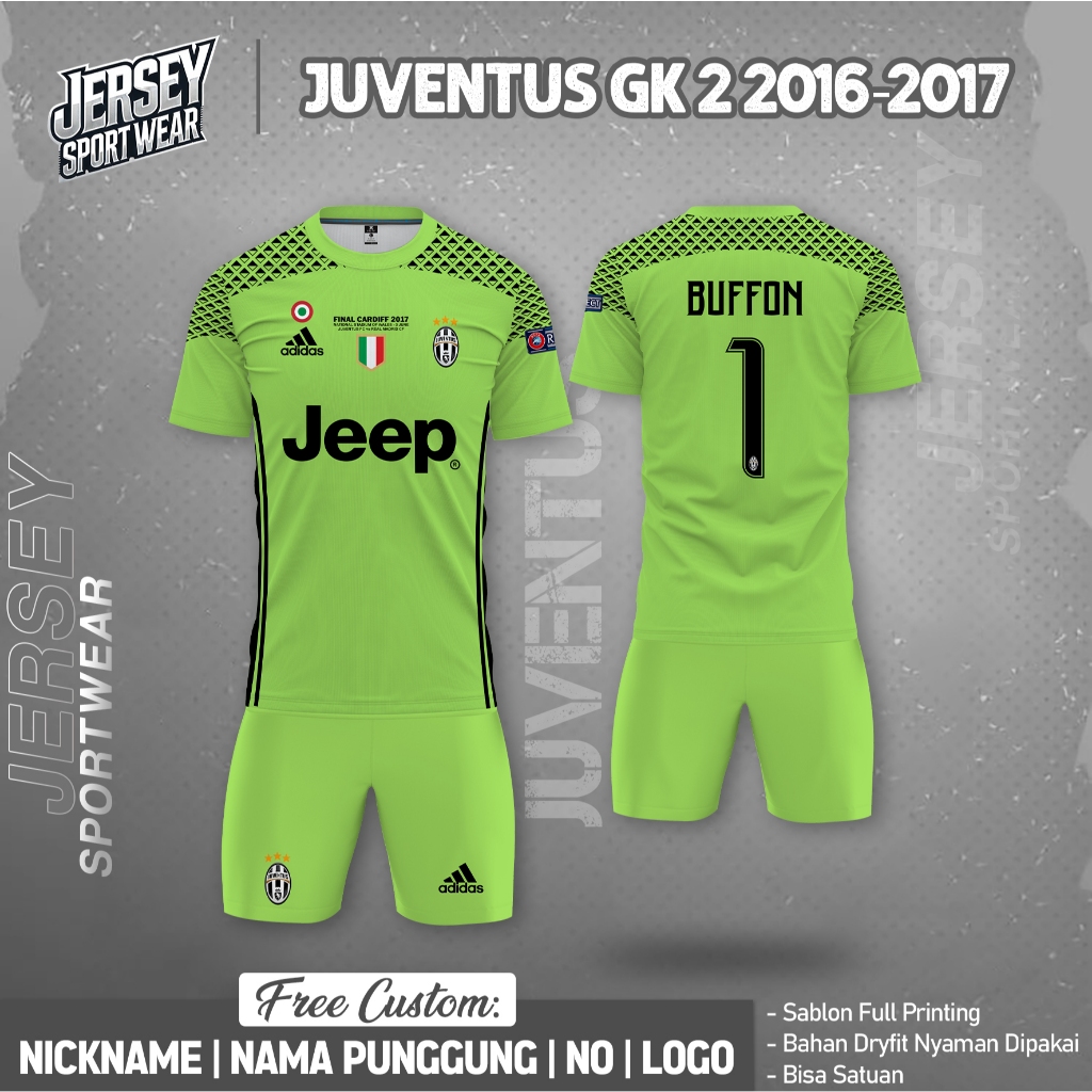 Jersey Sepak Bola JUVENTUS GK 2 2016-2017 Lengan Pendek Custom Free nama dan nomor Punggung