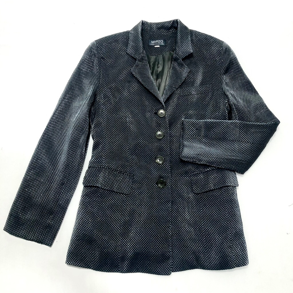 Marzo blazer kerja  kotak grey black  shine jas formal size M dark academia sku 1134