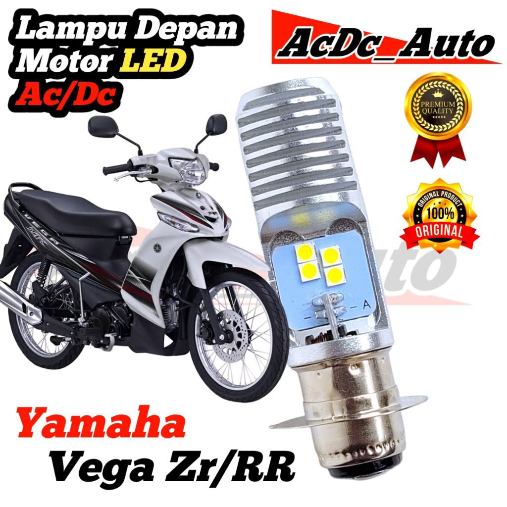 Lampu Depan Motor Yamaha Vega ZR/RR LED Putih Ac/Dc Pengganti Dop/Bohlam Standart WrT19