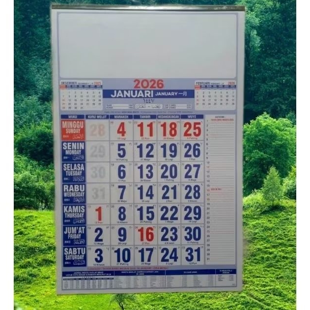 

Kalender Dinding Tahun 2026 Promo Kalender