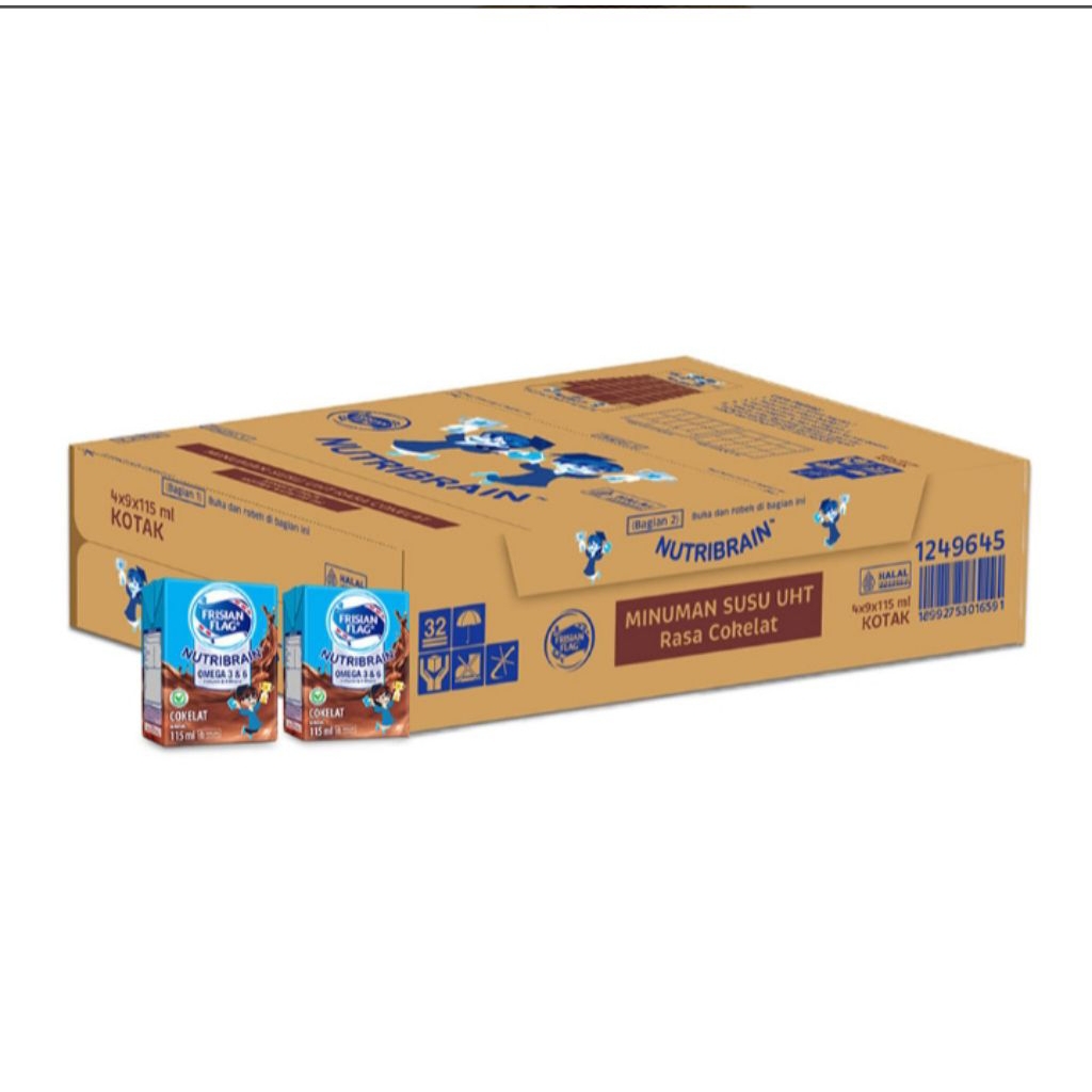

Frisian Flag Nutribrain Omega 3 & 6 Susu Cair Cokelat 36 x 115 ml - Karton