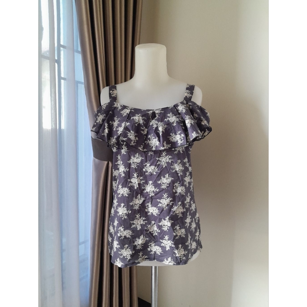 Floral Blouse Sabrina, Blouse Sabrina, Blouse Vintage, Blouse Kawai