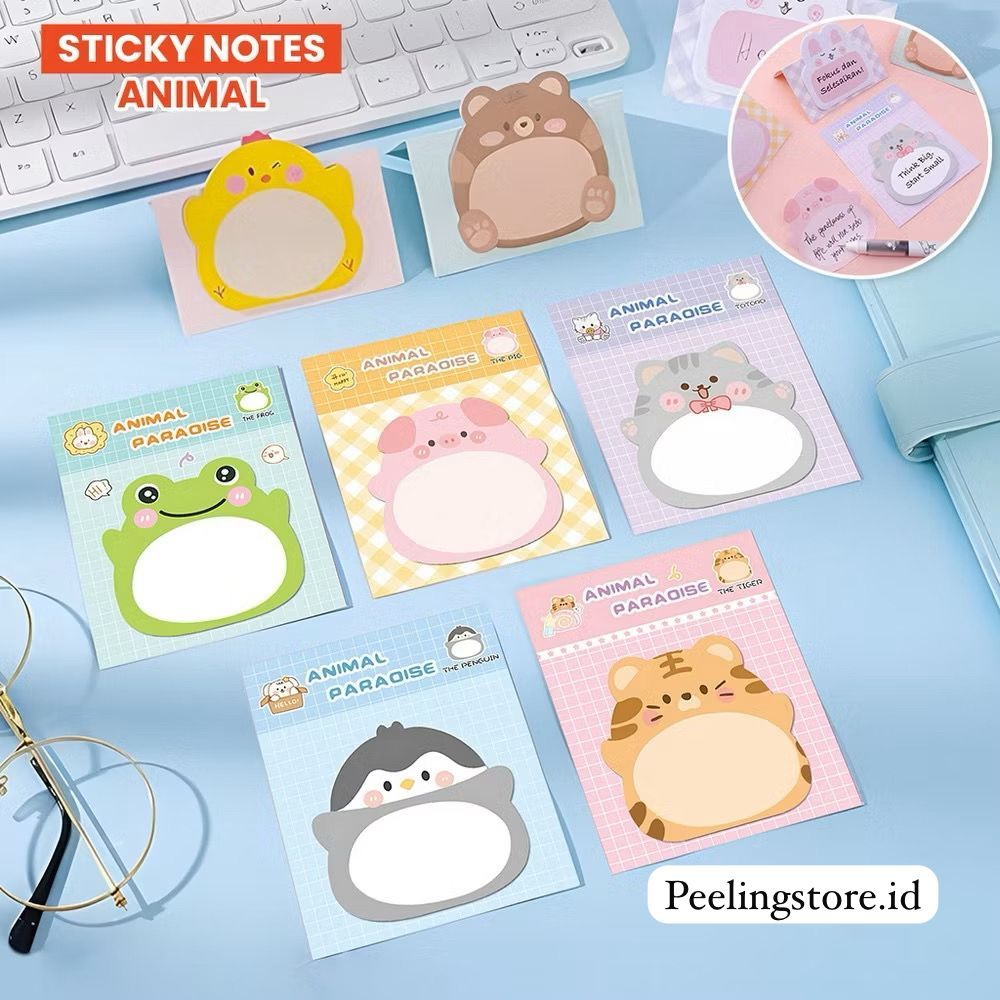 

20lembar sticky notes Kiyowo Baru/memo/Index notes/Post-it notes berbentuk binatang