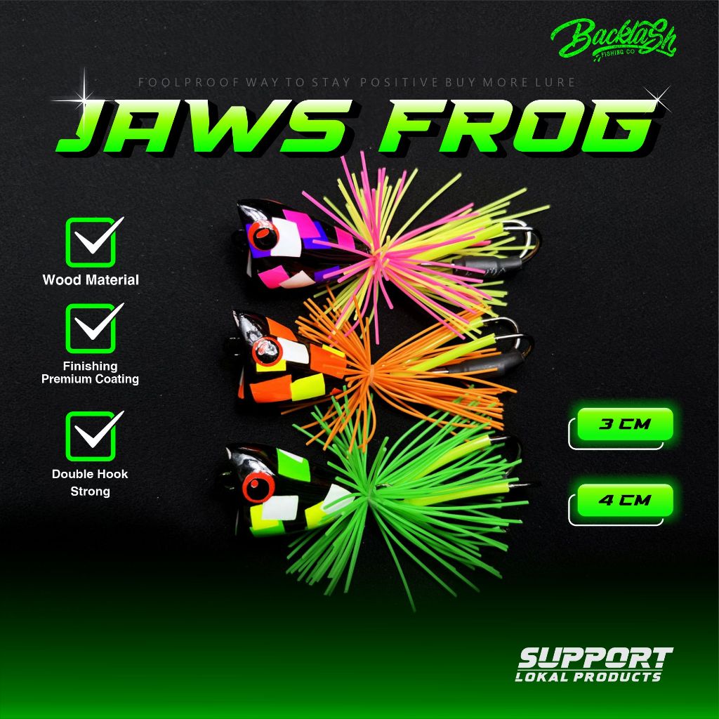 Jaws Frog Lure 3cm dan 4Cm - umpan casting bahan kayu