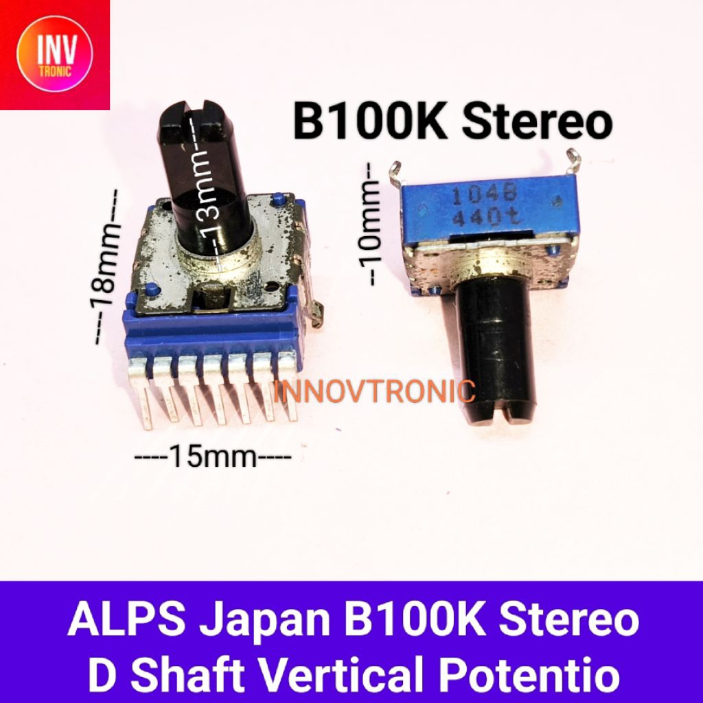 B100K Stereo Center ALPS D Shaft Vertical Potentio Potensio Audio Mixer Amplifier