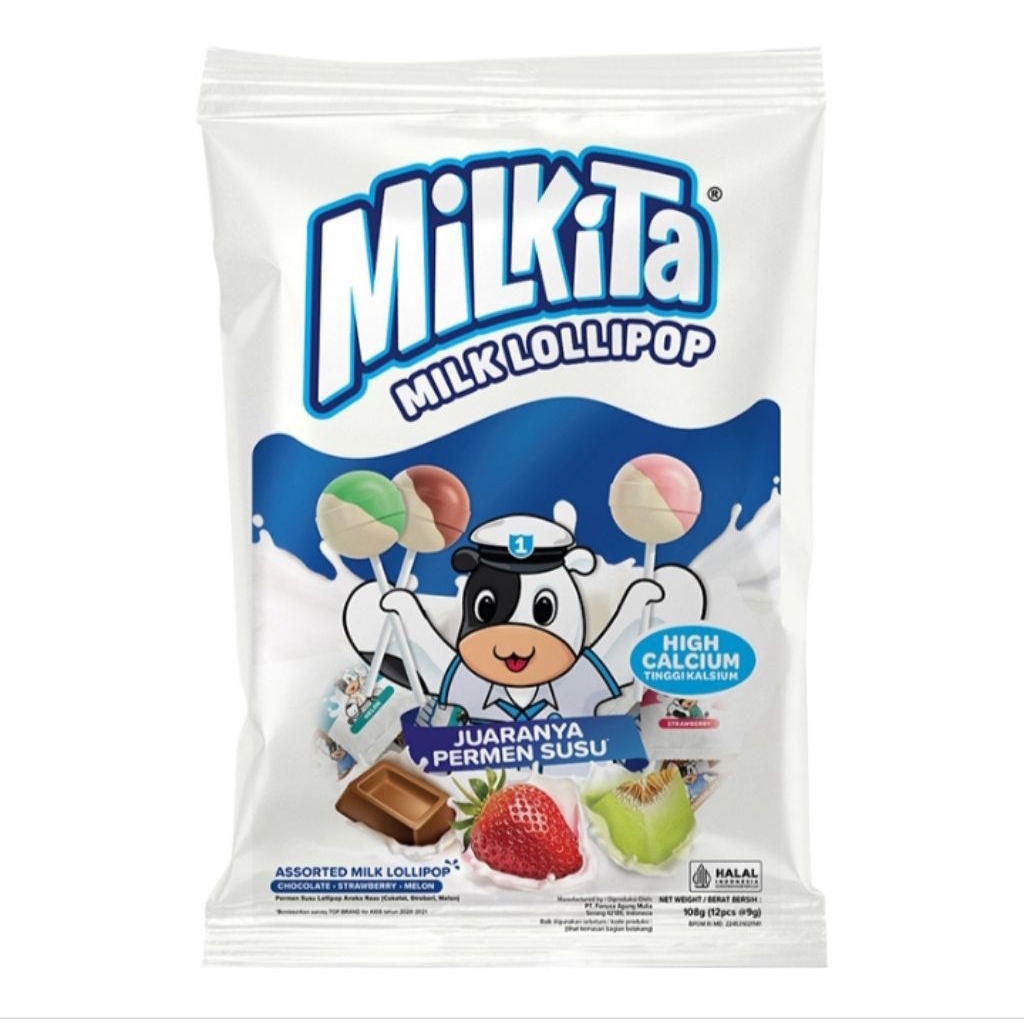 

Milkita Permen Lolipop Assorted 108gr/ 12 pcs