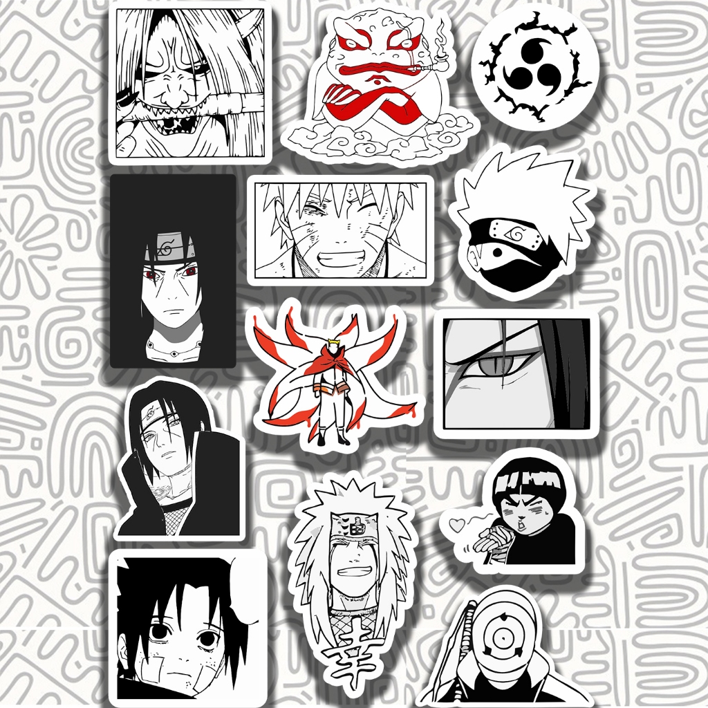 

Stiker Itachi Sasuka Jiraya || Sticker Anime Naruto BW