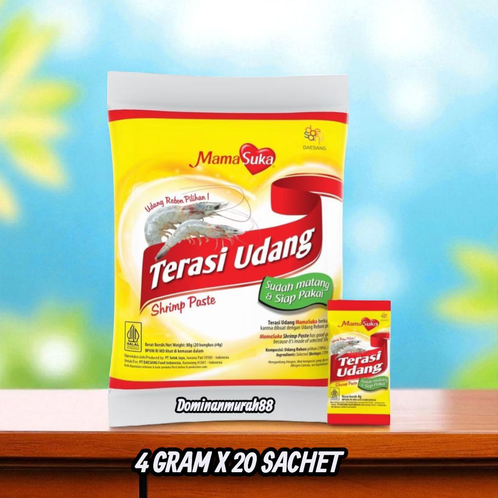 

MAMA SUKA TERASI UDANG REBON ASLI & PILIHAN 4 GRAM X 20 SACHET / TERASI UDANG