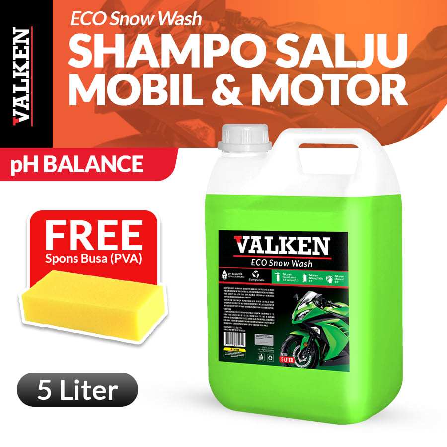 VALKEN Eco Snow Wash Motor Shampoo Sabun Cuci Mobil pH Balance Ekonomis 5 Liter